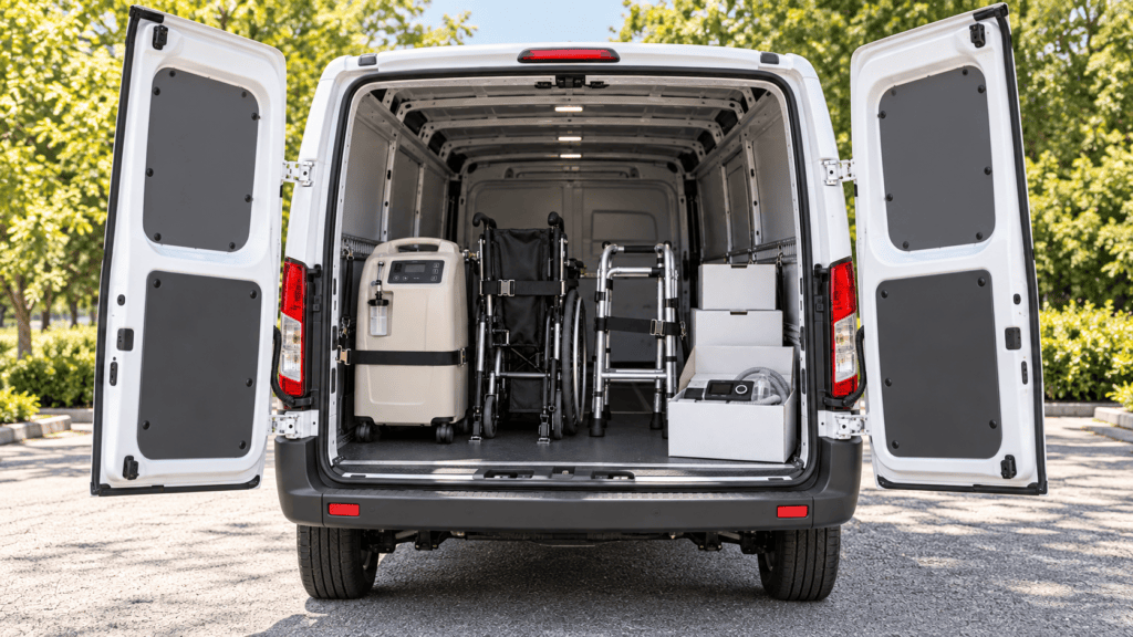 van full of home medical equipment